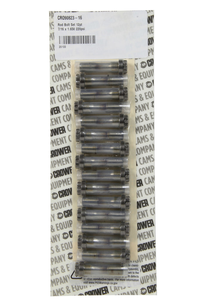 CROWER 90823-16 Rod Bolt Set 12pt 7/16 x 1.650 220psi