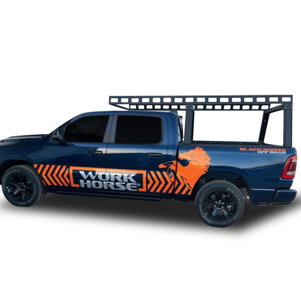 Black Horse Off Road CSFRHD55B Base K2 Over Cab Rack for Select Chevrolet Avalanche, Chevrolet Avalanche 1500, Chevrolet Avalanche 2500, Chevrolet Silverado 1500, Dodge Ram 1500, Ford F-150, Ford F-150 Lightning, GMC Sierra 1500, Nissan TITAN, Ram 1500,