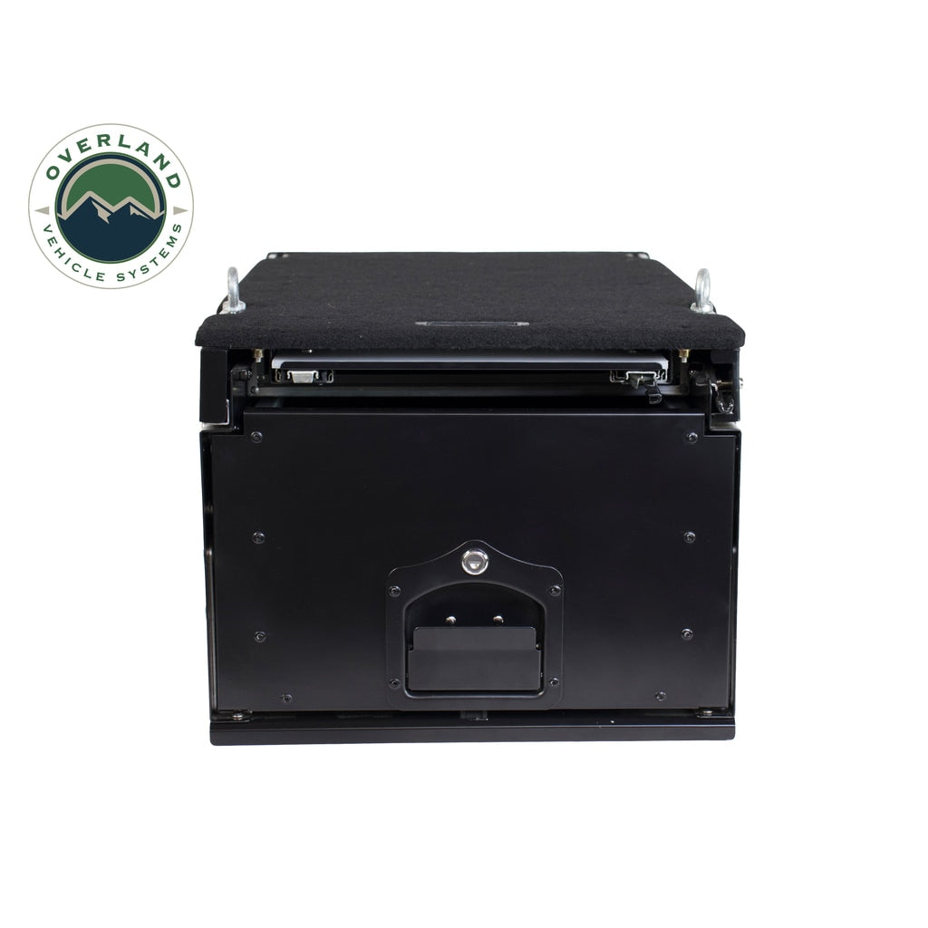 Cargo-Box-With-Slide-Out-Drawer--Working-Station-Size-Black-Powder-Coat-Universal-Overland-Vehicle-Systems