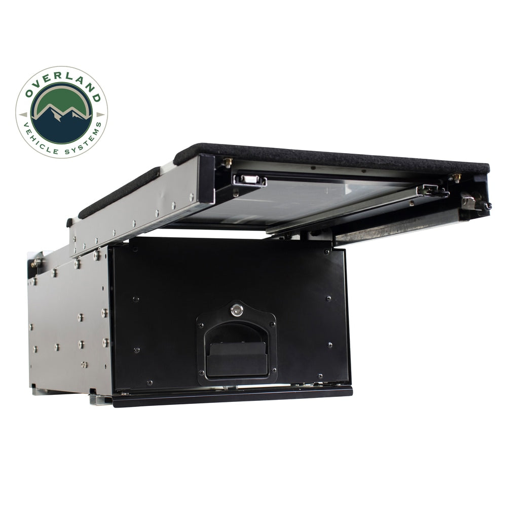 Cargo-Box-With-Slide-Out-Drawer--Working-Station-Size-Black-Powder-Coat-Universal-Overland-Vehicle-Systems