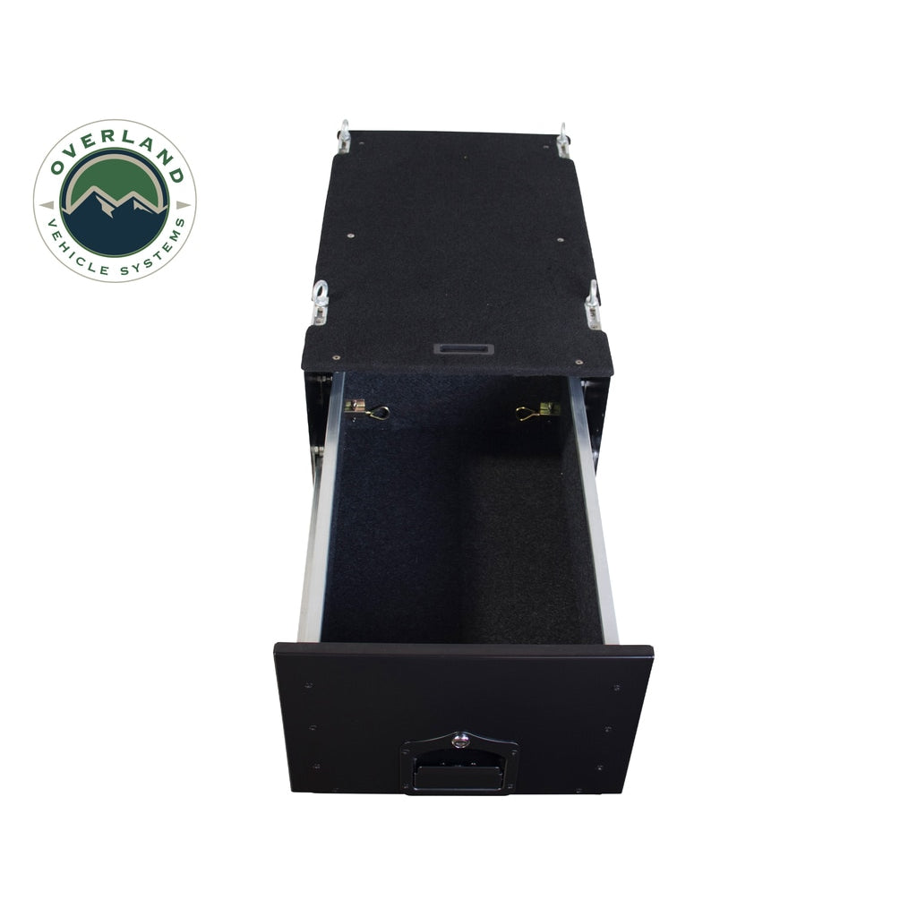 Cargo-Box-With-Slide-Out-Drawer--Working-Station-Size-Black-Powder-Coat-Universal-Overland-Vehicle-Systems