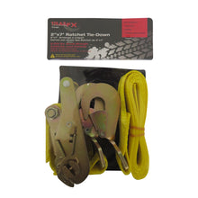 Load image into Gallery viewer, Cargo-Tie-Down-10-Ft-X-2-2000-Lb-Load-6000-Lb-Break-Cap-WRatchet-Yel-Sgl