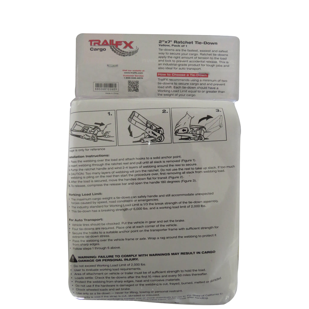 Cargo-Tie-Down-10-Ft-X-2-2000-Lb-Load-6000-Lb-Break-Cap-WRatchet-Yel-Sgl