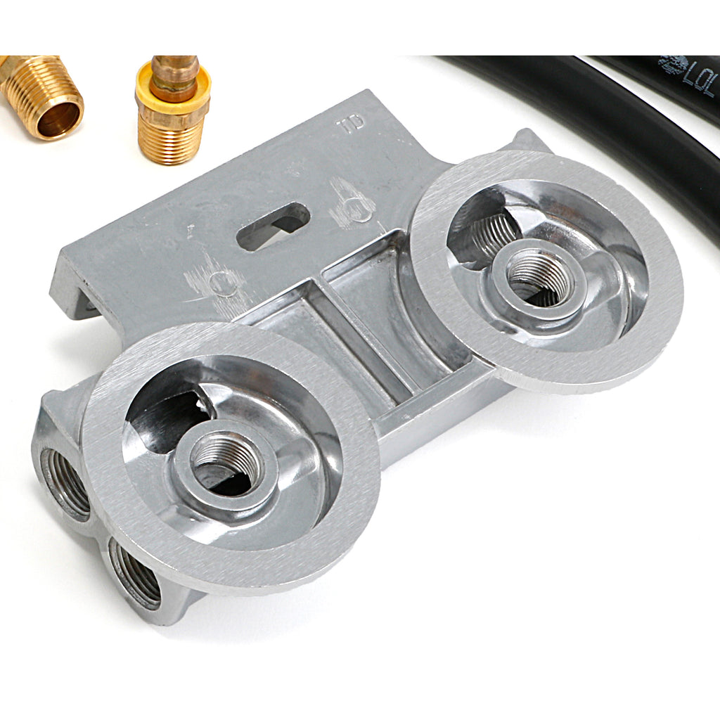 Cast-Aluminum-Oil-Filter-Integration-Kit-For-Ls-Swap-Oil-Pans;-Dual-Filter195964-Pontiac-Engines