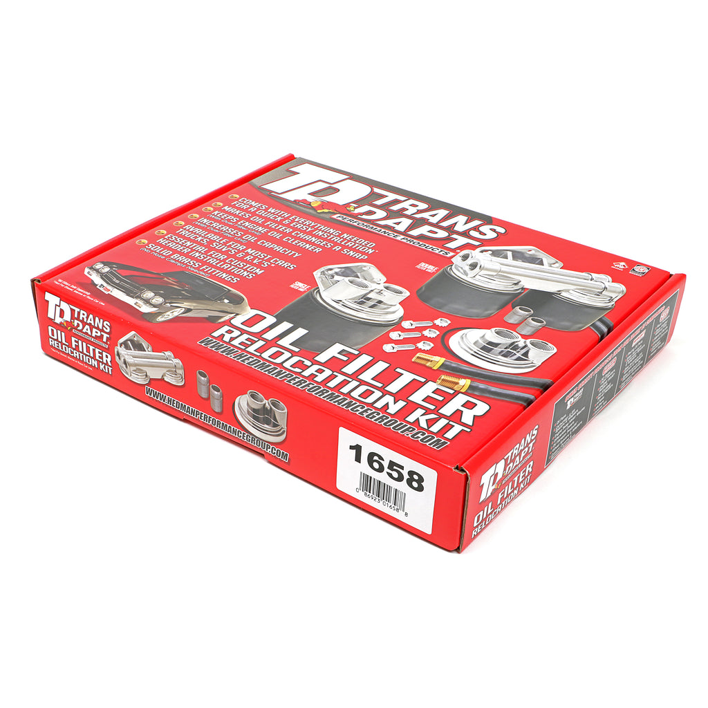 Cast-Aluminum-Oil-Filter-Relocation-Kit;-90-Degree-Bypass195964-Pontiac-Engines