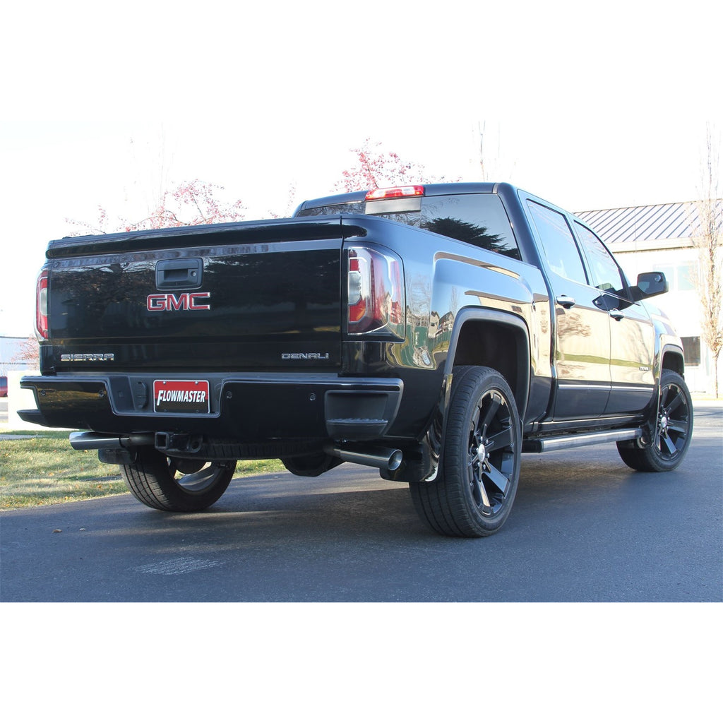Cat-Back-Dual-Exhaust-;-11-18-SilveradoSierra-1500-ExtendedCrew-Cab-6.2L-;-Dual-Rear-Or-Side-Exit