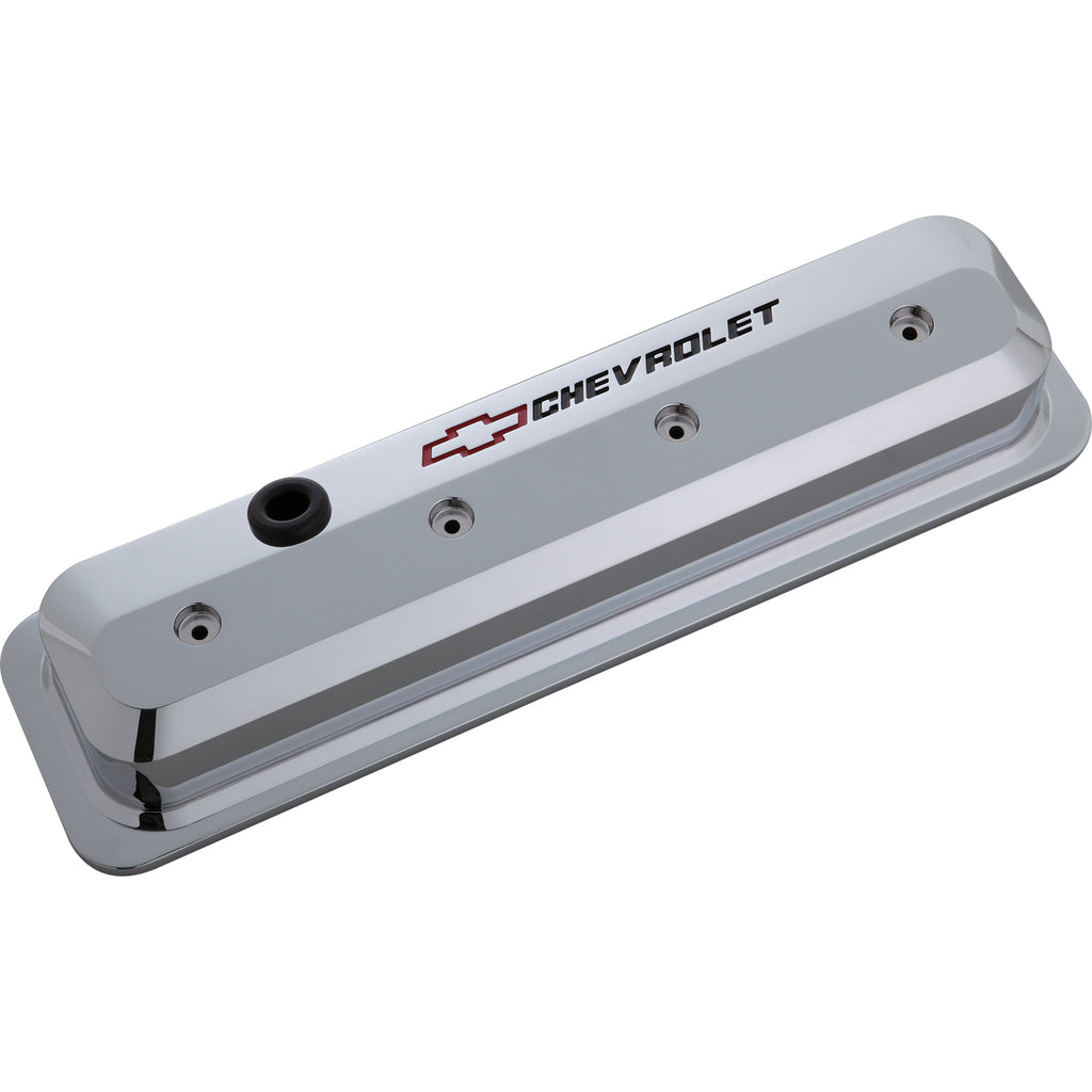 Chevrolet--Bowtie-Emblem-Diecast-Slantedge-Valve-Covers-Center-Bolt-SB-V8-8