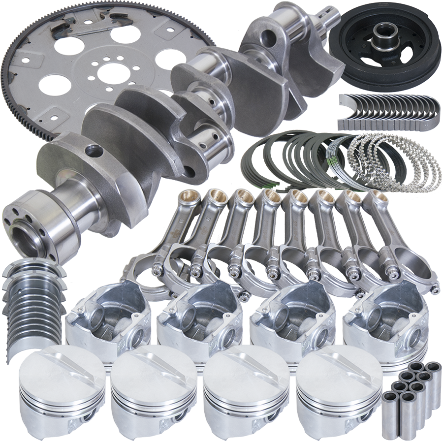 Chevrolet-350-Balanced-1Pc-Rear-Seal-Rotating-Assembly-Kit-.030-Bore-Dome-168-Tooth-Flex-Plate