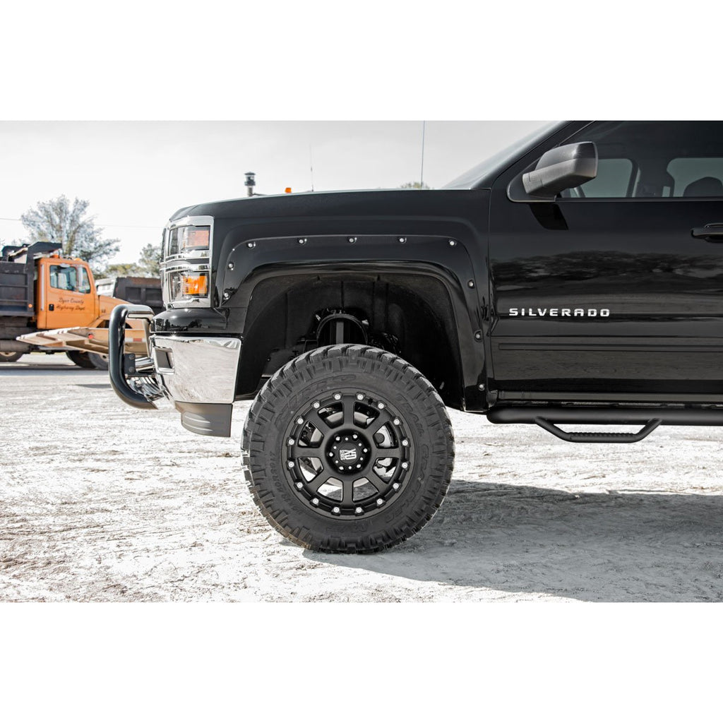 Chevrolet-Pocket-Fender-Flares-WRivets-14-15-Silverado-1500-5-Foot-8-Inch-Bed-Rough-Country