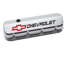 Load image into Gallery viewer, Chevy--Bowtie-Emblem;-Diecast-Valve-Cover-Slantedge-Recessed-RedBlack-Chro