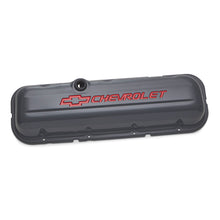 Load image into Gallery viewer, Chevy--Bowtie-Emblem;-Steel-Valve-Covers;-Stock;-BB;-Recessed-Red-Emblems;-Sha