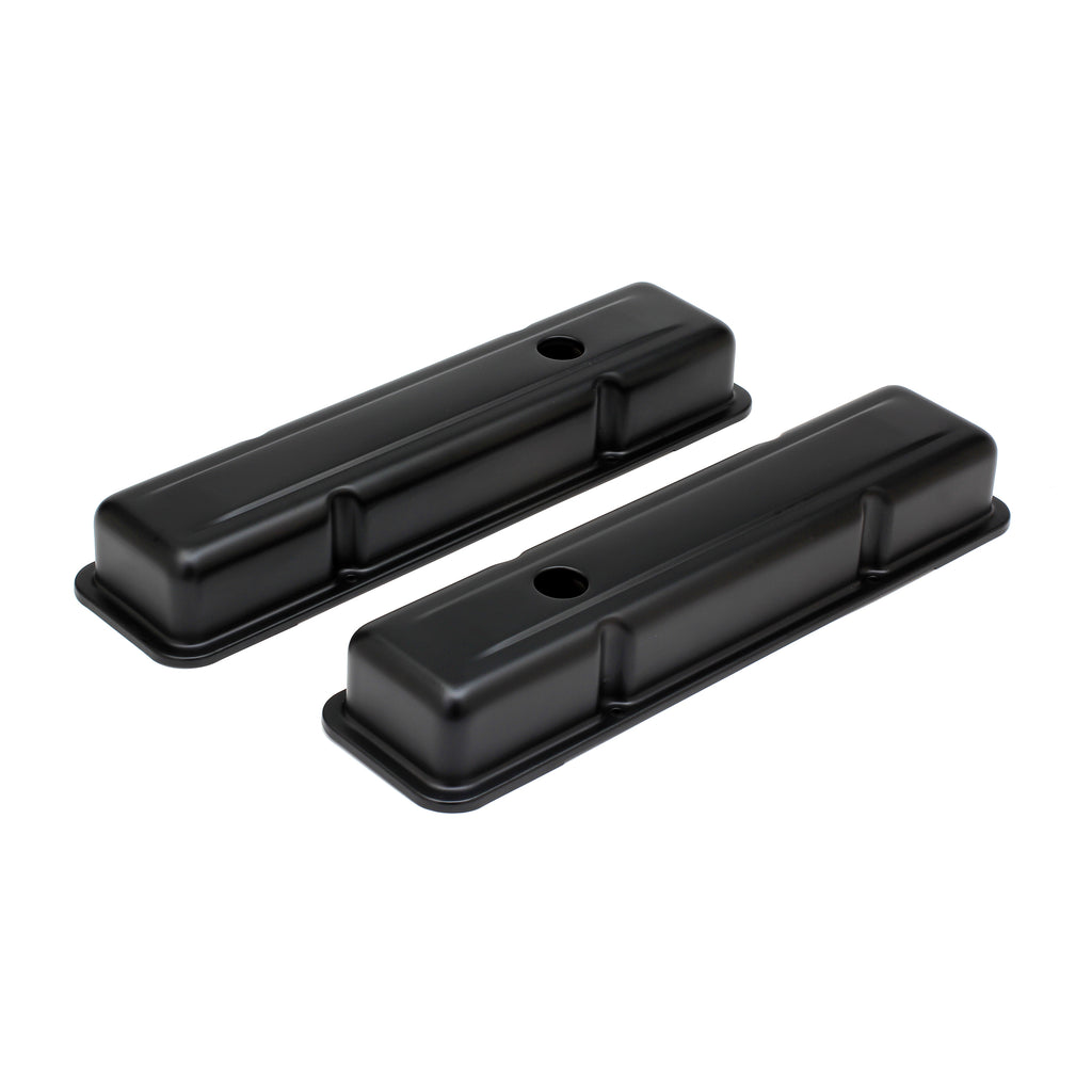 Chevy-283-400-Short-Asphalt-Black-Powder-Coated-Valve-Covers;-Baffled