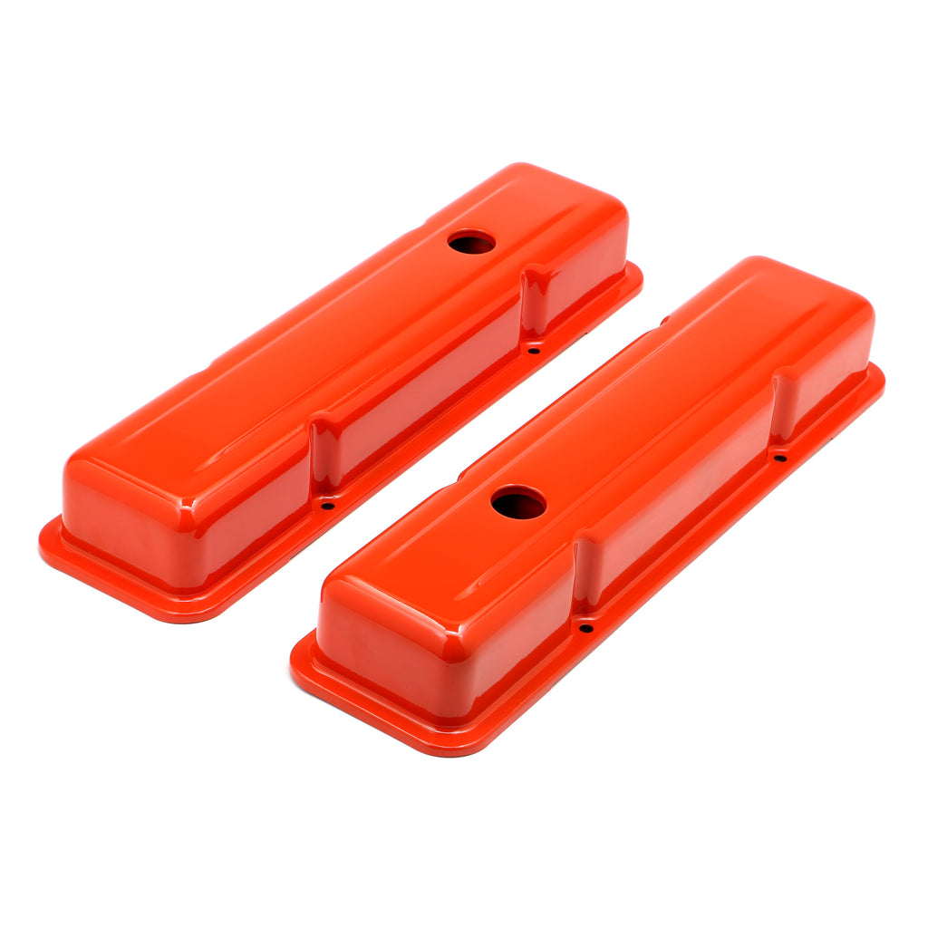 Chevy-283-400-Short-Orange-Powder-Coated-Valve-Covers--Baffled