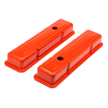 Load image into Gallery viewer, Chevy-283-400-Short-Orange-Powder-Coated-Valve-Covers--Baffled