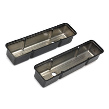 Load image into Gallery viewer, Chevy-283-400-Tall-Asphalt-Black-Powder-Coated-Valve-Covers--Unbaffled