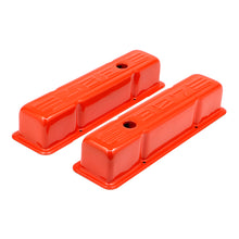 Load image into Gallery viewer, Chevy-327-Logo-Tall-Orange-Powder-Coated-Valve-Covers