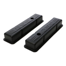 Load image into Gallery viewer, Chevy-350-Logo-Short-Asphalt-Black-Powder-Coated-Valve-Covers