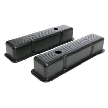 Load image into Gallery viewer, Chevy-350-Logo-Tall-Asphalt-Black-Powder-Coated-Valve-Covers