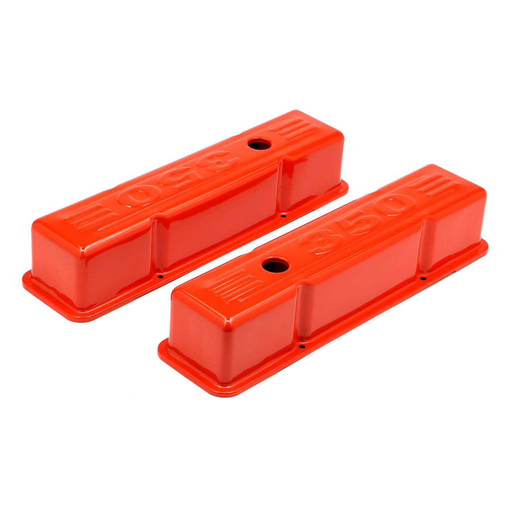 Chevy-350-Logo-Tall-Orange-Powder-Coated-Valve-Covers