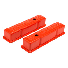 Load image into Gallery viewer, Chevy-350-Logo-Tall-Orange-Powder-Coated-Valve-Covers