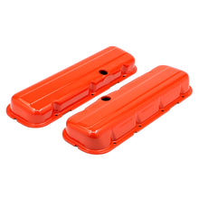 Load image into Gallery viewer, Chevy-396-502-Short-Orange-Powder-Coated-Baffled-Valve-Covers