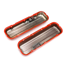 Load image into Gallery viewer, Chevy-396-502-Short-Orange-Powder-Coated-Baffled-Valve-Covers