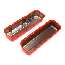 Load image into Gallery viewer, Chevy-396-502-Tall-Orange-Powder-Coated-Baffled-Valve-Covers