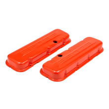 Load image into Gallery viewer, Chevy-502-Logo-Short-Orange-Powder-Coated-Valve-Covers