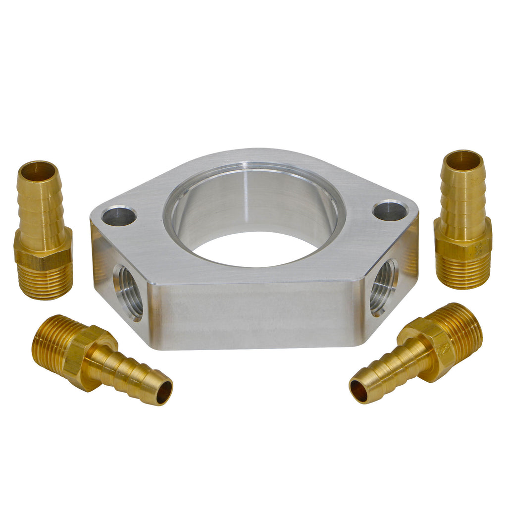 Chevy-SbBb-1In-Billet-Water-Neck-Riser-W-14In-Npt-Ports--38In-Barbed-Fittings