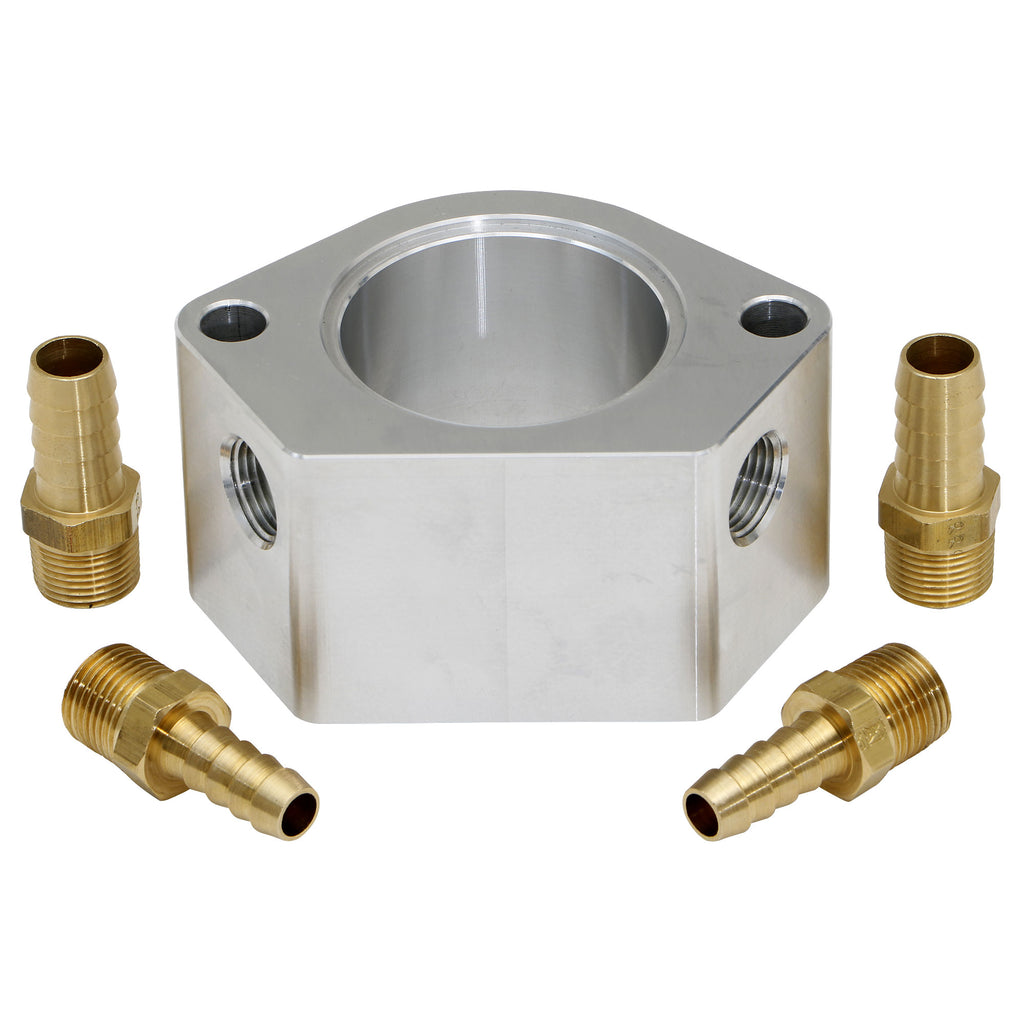 Chevy-SbBb-2In-Billet-Water-Neck-Riser-W-38In-Npt-Ports--38In-Barbed-Fittings