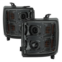 Chevy-Silverado-14-16-2500-Hd-Projector-Headlights-Light-Bar-Drl-Smke-Pro-Yd-Cshd14-Lbdrl-Sm