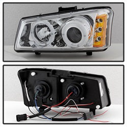 Chevy-Silverado-1500-03-06-Projector-Headlights-Led-Halo-Led-Ambr-Reflctr-Ch-Pro-Yd-Cs03-Am-C