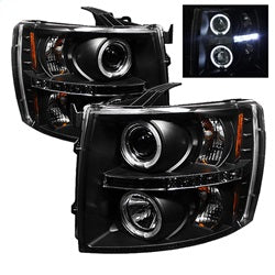 Chevy-Silverado-1500-07-13-Projector-Headlights-Led-Halo-Led-Blk-Pro-Yd-Cs07-Hl-Bk
