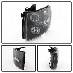Chevy-Silverado-1500-07-13-Projector-Headlights-Led-Halo-Led-Blk-Pro-Yd-Cs07-Hl-Bk