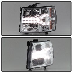 Chevy-Silverado-1500-07-13-V2-Projector-Headlights---Led-Drl---Chrome-Pro-Yd-Cs07v2-Drl-C
