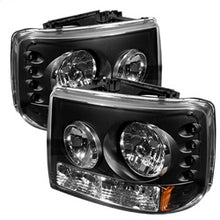 Load image into Gallery viewer, Chevy-Silverado-1500-99-02-Led-Crystal-Headlights-Blk-Hd-Yd-Cs99-1Pc-Am-Bk