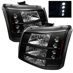 Chevy-Silverado-15002500-03-06-Bumper-Lights-Crystal-Headlights-Blk-Hd-Yd-Cs03-1Pc-Am-Bk