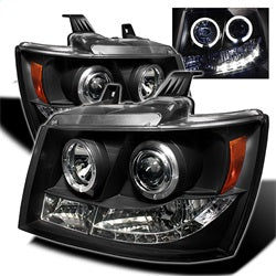 Chevy-Suburban-1500-07-14-Projector-Headlights-Led-Halo-Led-Blk-Pro-Yd-Csub07-Hl-Bk