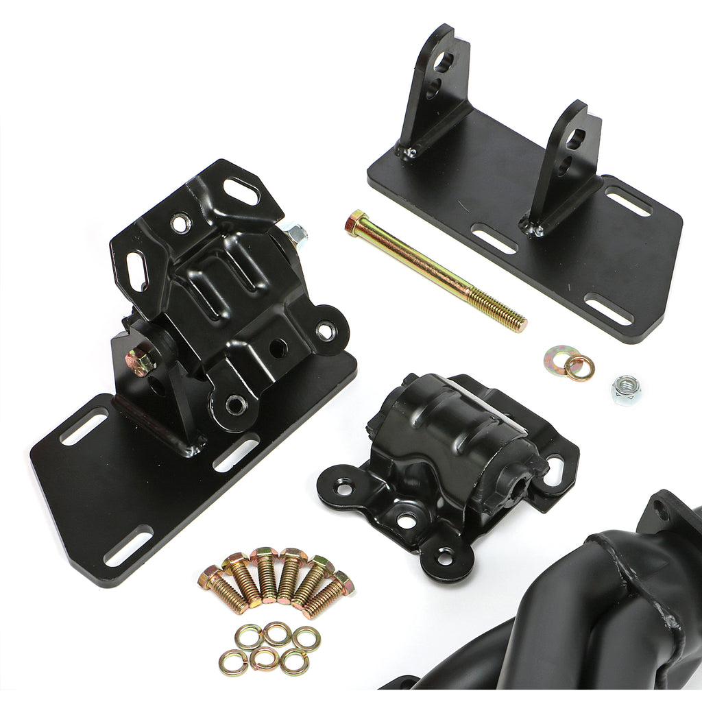Chevy-V8-Into-2Wd-S10--S15-Engine-Swap-Kit;-Black-Elite-Headers--Factory-Head