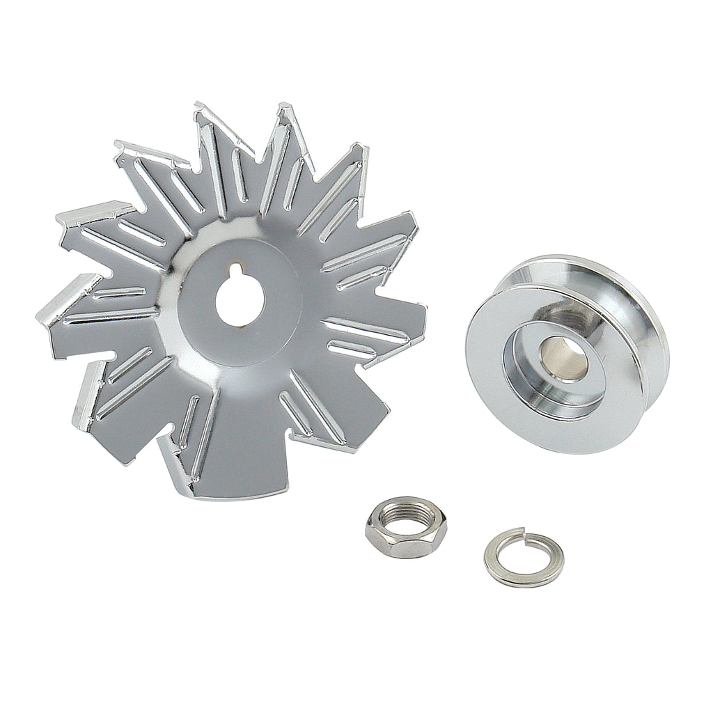 Chrome-Alternator-Fan--Pulley---Chrome
