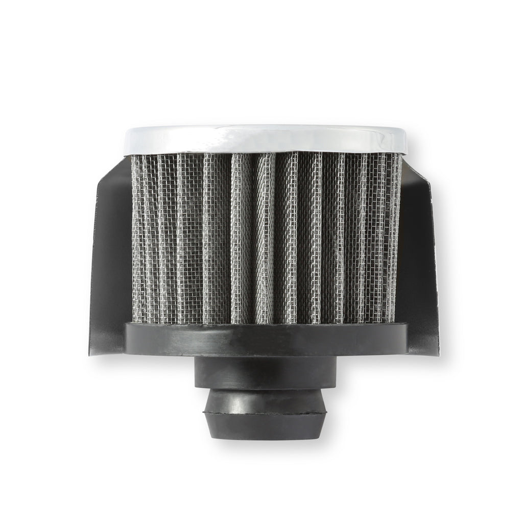 Chrome-Valve-Cover-Breather---Push-On-Style-Open-Element-With-Shield