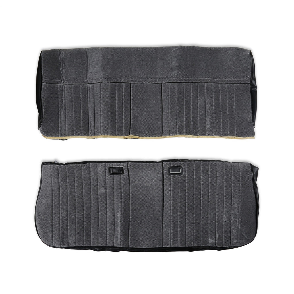 Classic-Trucks-CK-Seat-Upholstery-Kit---Deluxe-Pleat-ClothVinyl---BlackSilver