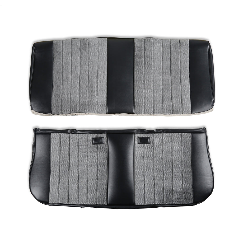 Classic-Trucks-CK-Seat-Upholstery-Kit---Standard-Pleat-ClothVinyl---BlackSilver