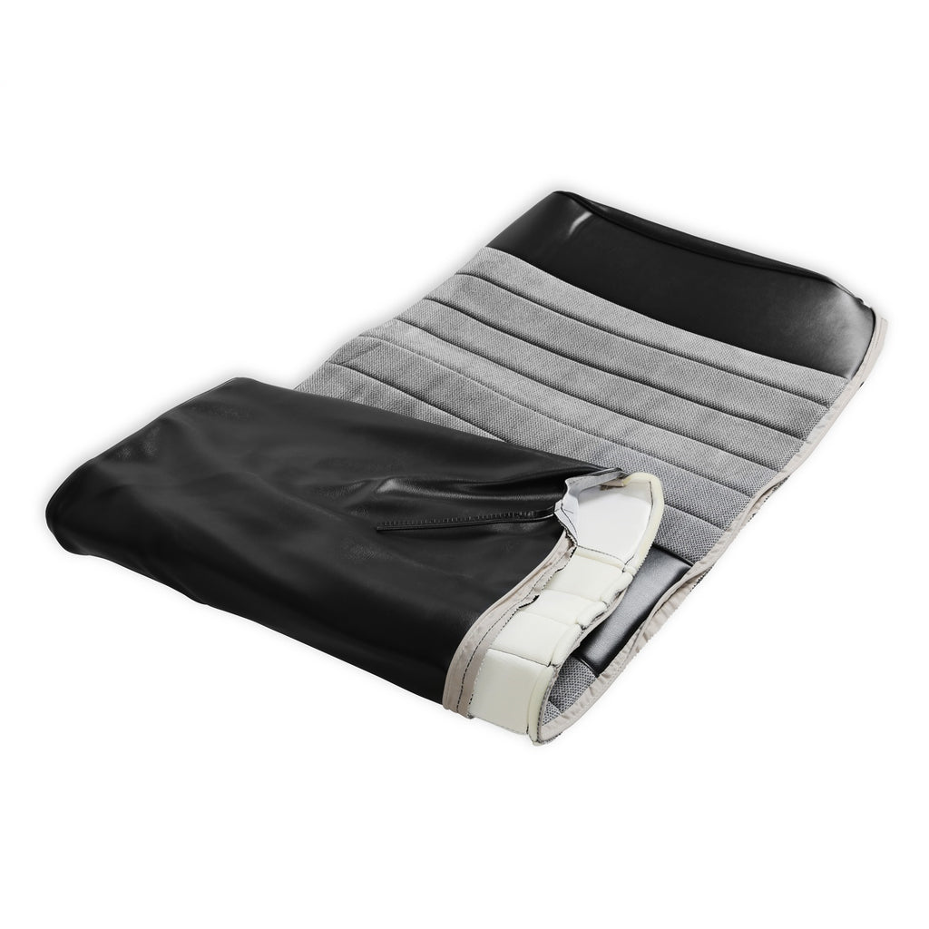 Classic-Trucks-CK-Seat-Upholstery-Kit---Standard-Pleat-ClothVinyl---BlackSilver