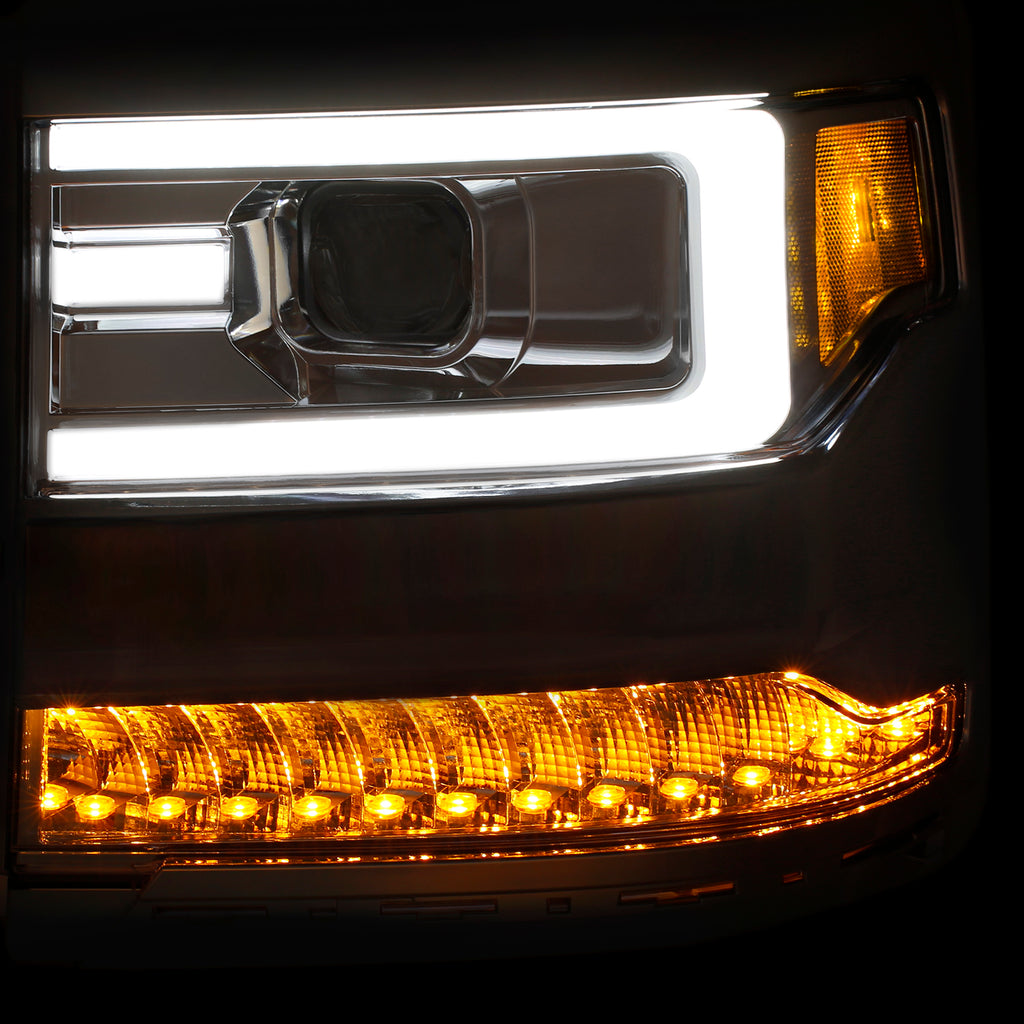 Clear-Led-Plank-Style-Projector-Headlights-With-Sequential-Amber-Turn-Signals-;-16-18-Silverado-1500