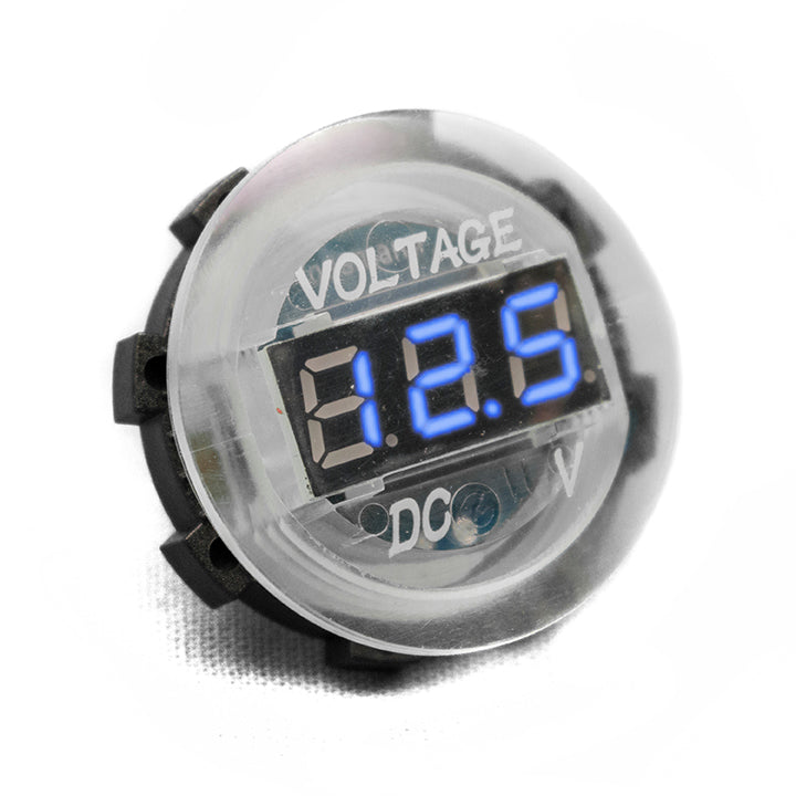 Clear-Round-Voltage-Gauge-W-Blue-Digital-Led-Display