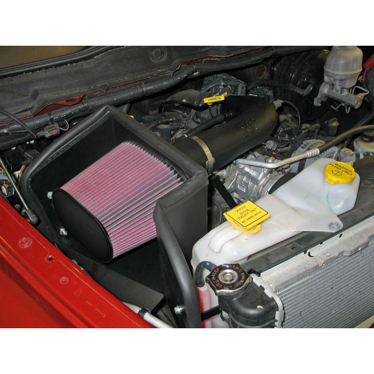 Cold-Air-Induction-Ram-Air-2002-2005-Dodge-Ram;-4.7L;-Fuel-Injection-Performance-Kit;-Kit-Includes-Heat-Shield,-Piping,-Filter,-And-Hardware;-Heat-Shield-And-Piping-Are-Black