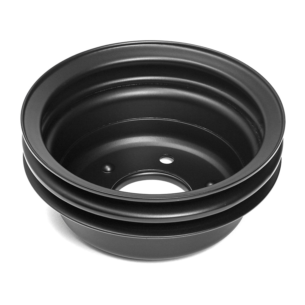 Crankshaft-Pulley;-2-Groove;-65-66-Ford-289;-O.E.-Water-Pump--Asphalt-Black