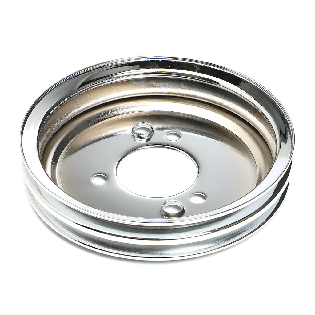 Crankshaft-Pulley;-2-Groove;-Chevrolet-396-454;-Short-Water-Pump-Chrome