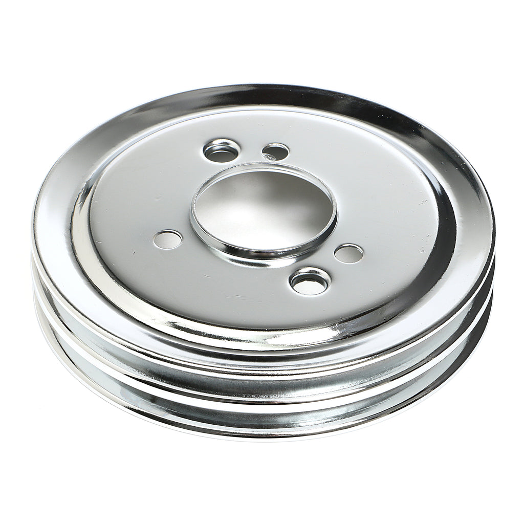 Crankshaft-Pulley;-2-Groove;-Chevrolet-396-454;-Short-Water-Pump-Chrome